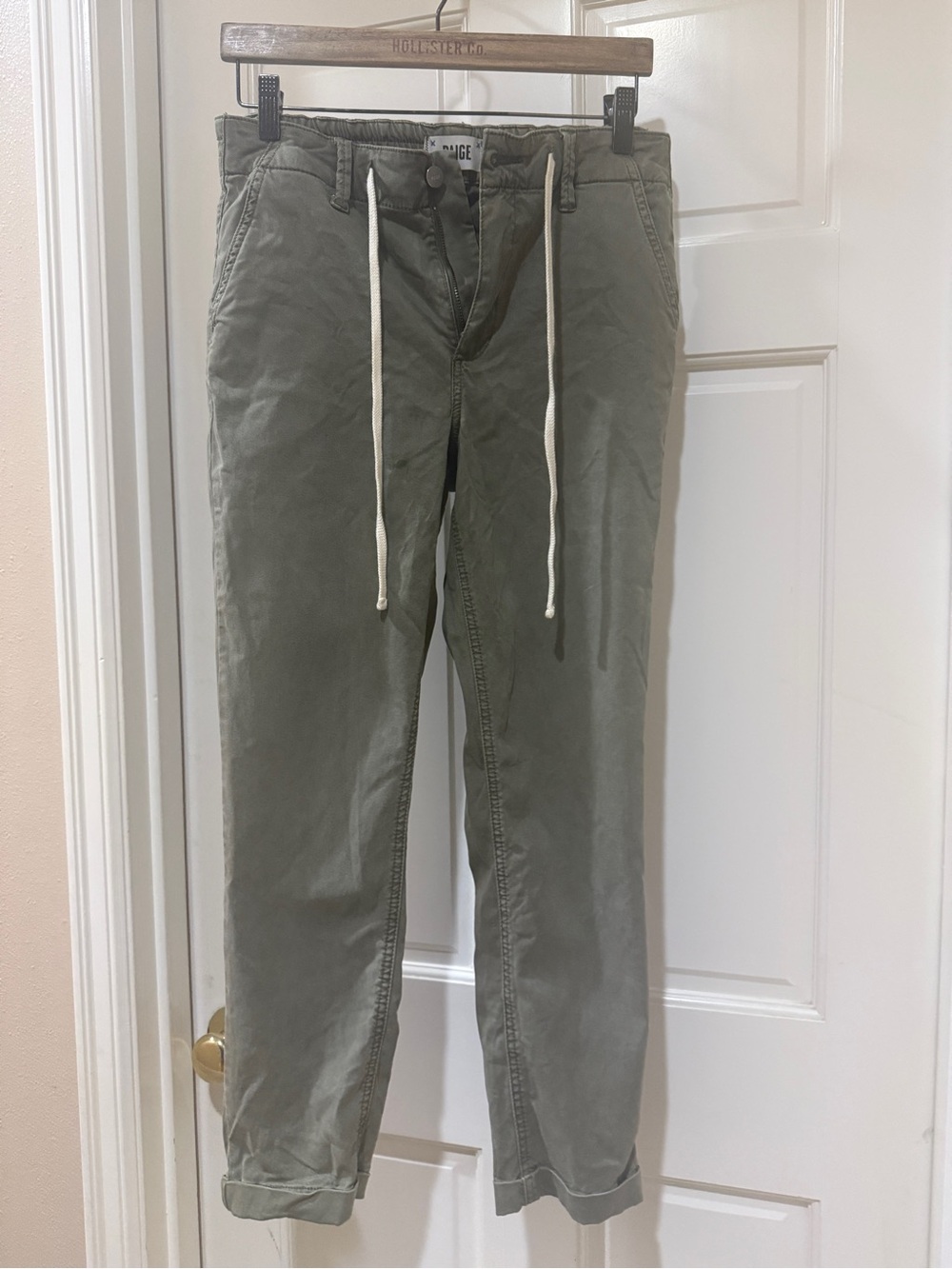 PAIGE Olive Drawstring Chino Pants